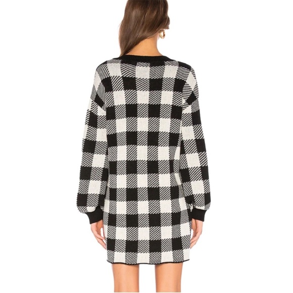 LPA Revolve Floyd Buffalo Plaid Sweater Dress in Black & Ivory - Picture 3 of 9
